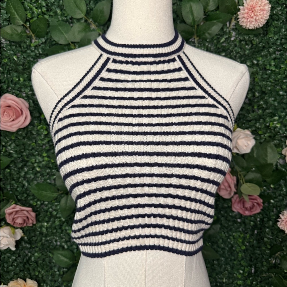 Striped Cropped Halter Top